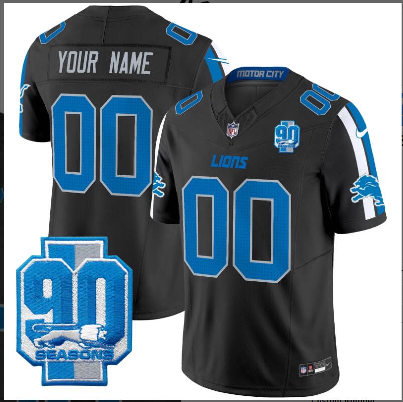 Men 2024 Nike NFL Detroit Lions 90th Year Patch Vapor Limited Custom Jersey->customized nfl jersey->Custom Jersey